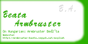 beata armbruster business card